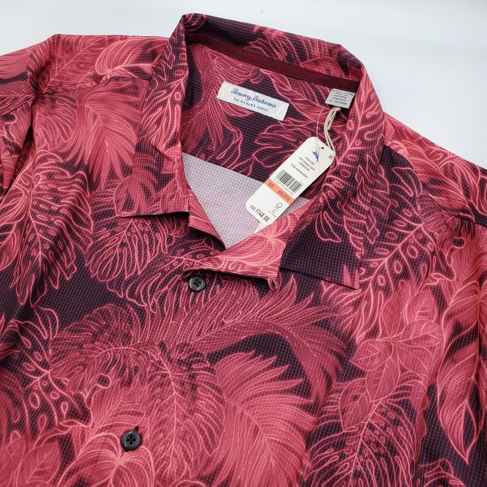 Tommy Bahama Mens XXXL Bahama Coast Luminescent Shirt Maroon Berry ST326169BR